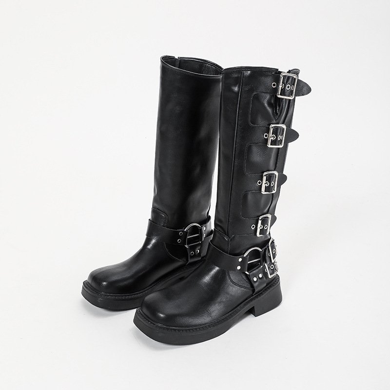 High-top Knight Boots Women's New Trendy European Fashion Thick Heel Over-the-Knee Boots with Heel Raises